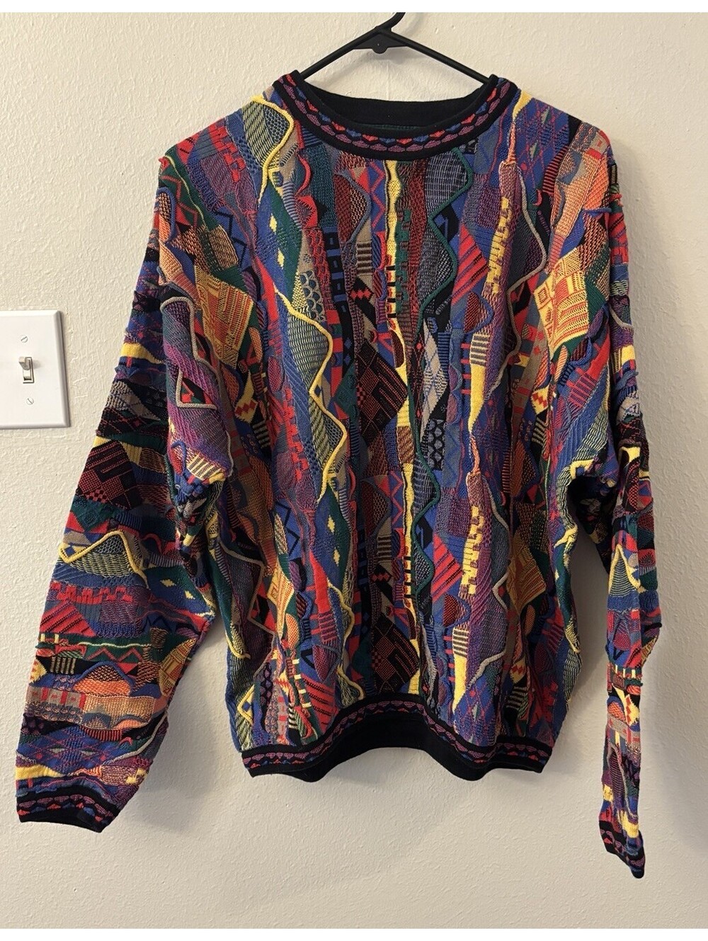 Vintage Tundra Canada Size Large 3D Multi Color Chunky Sweater  “Coogi Style”